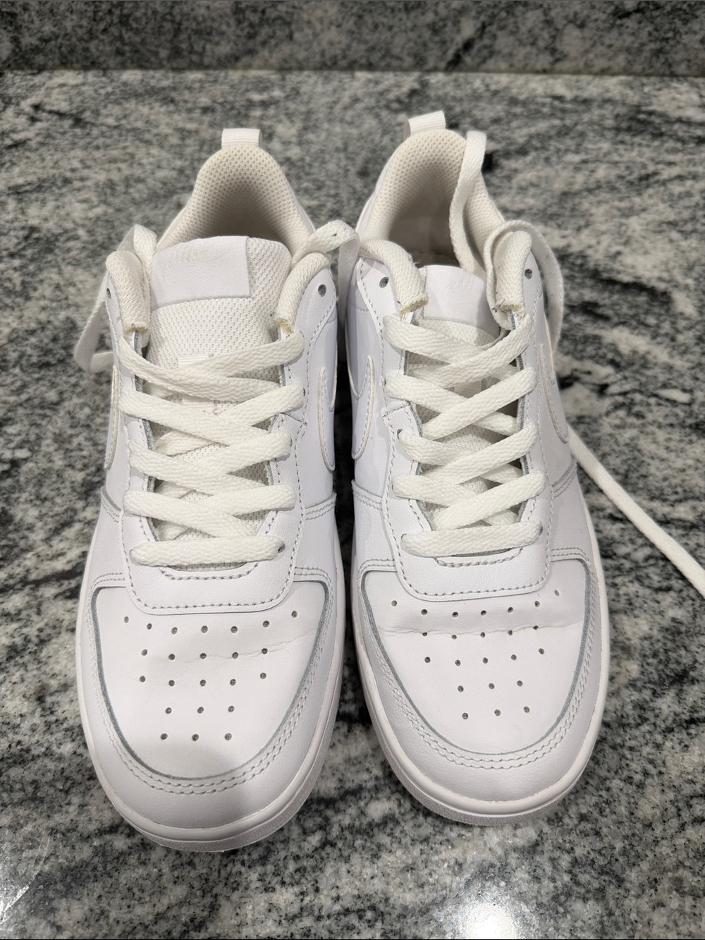 Classic All-White Boys Nike Athletic Sneakers